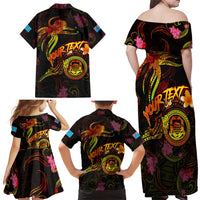 Tuvalu Family Matching Off Shoulder Maxi Dress and Hawaiian Shirt Octopus Plumeria Polynesian Tattoo DT02 - Polynesian Pride