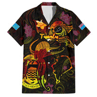 Tuvalu Family Matching Summer Maxi Dress and Hawaiian Shirt Octopus Plumeria Polynesian Tattoo DT02 Dad's Shirt - Short Sleeve Black - Polynesian Pride