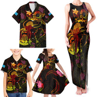 Tuvalu Family Matching Tank Maxi Dress and Hawaiian Shirt Octopus Plumeria Polynesian Tattoo DT02 - Polynesian Pride