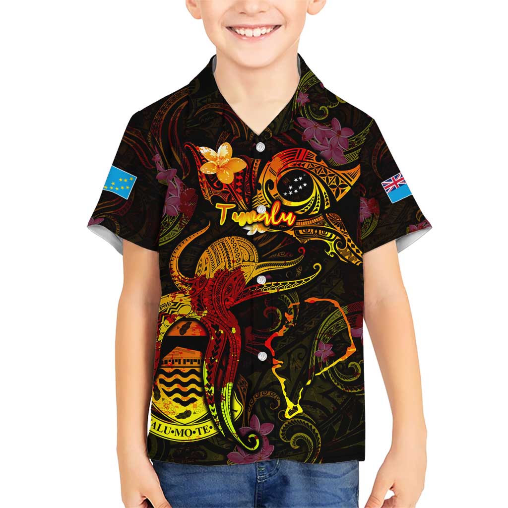 Tuvalu Hawaiian Shirt Octopus Plumeria Polynesian Tattoo