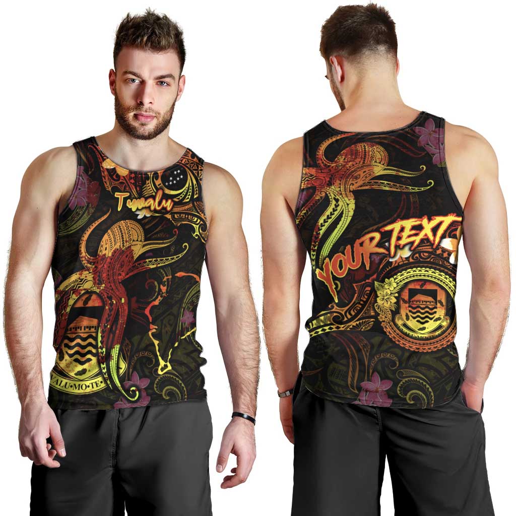 Tuvalu Men Tank Top Octopus Plumeria Polynesian Tattoo