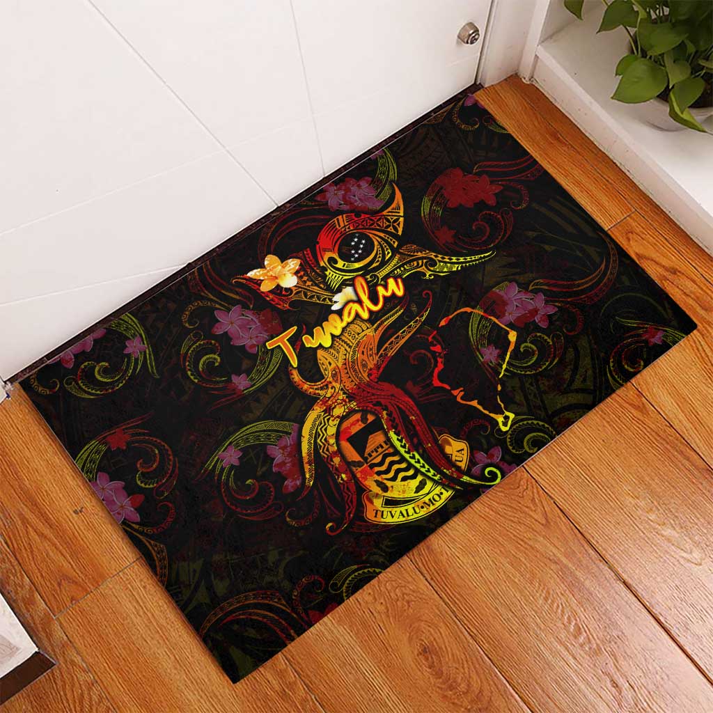 Tuvalu Rubber Doormat Octopus Plumeria Polynesian Tattoo
