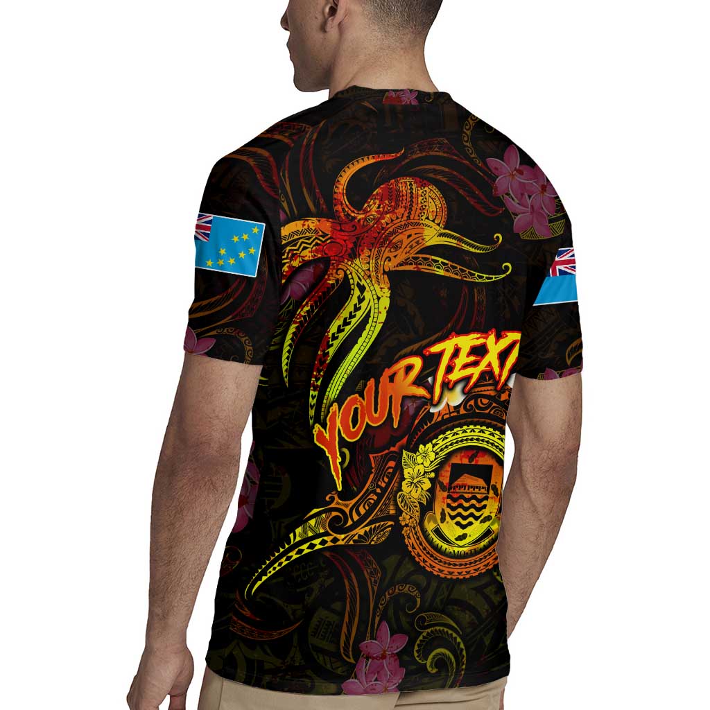 Tuvalu Rugby Jersey Octopus Plumeria Polynesian Tattoo