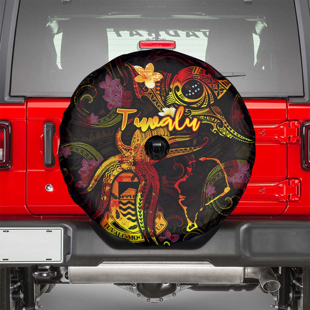 Tuvalu Spare Tire Cover Octopus Plumeria Polynesian Tattoo