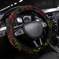 Tuvalu Steering Wheel Cover Octopus Plumeria Polynesian Tattoo DT02 Universal Fit Black - Polynesian Pride