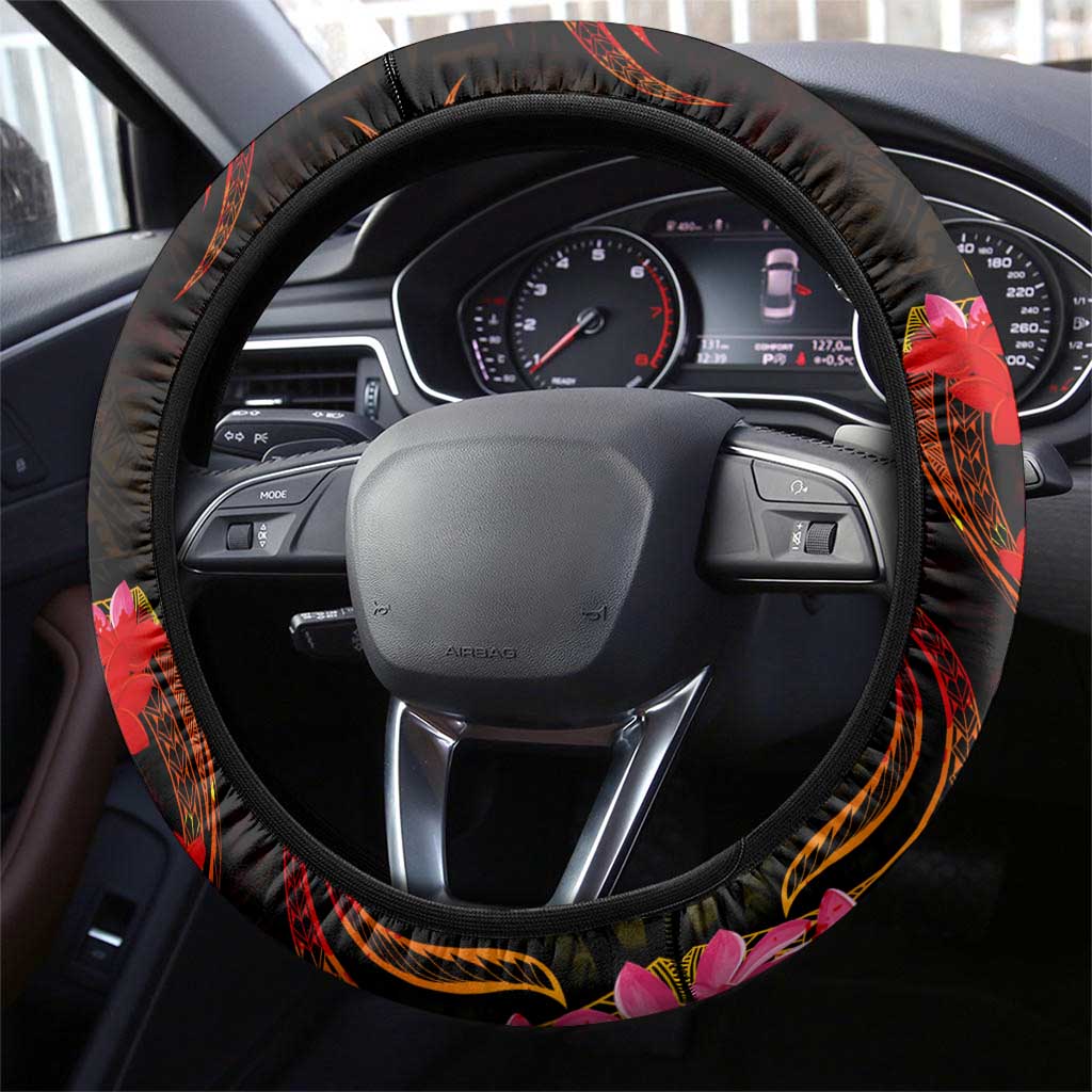 Tuvalu Steering Wheel Cover Octopus Plumeria Polynesian Tattoo DT02 - Polynesian Pride