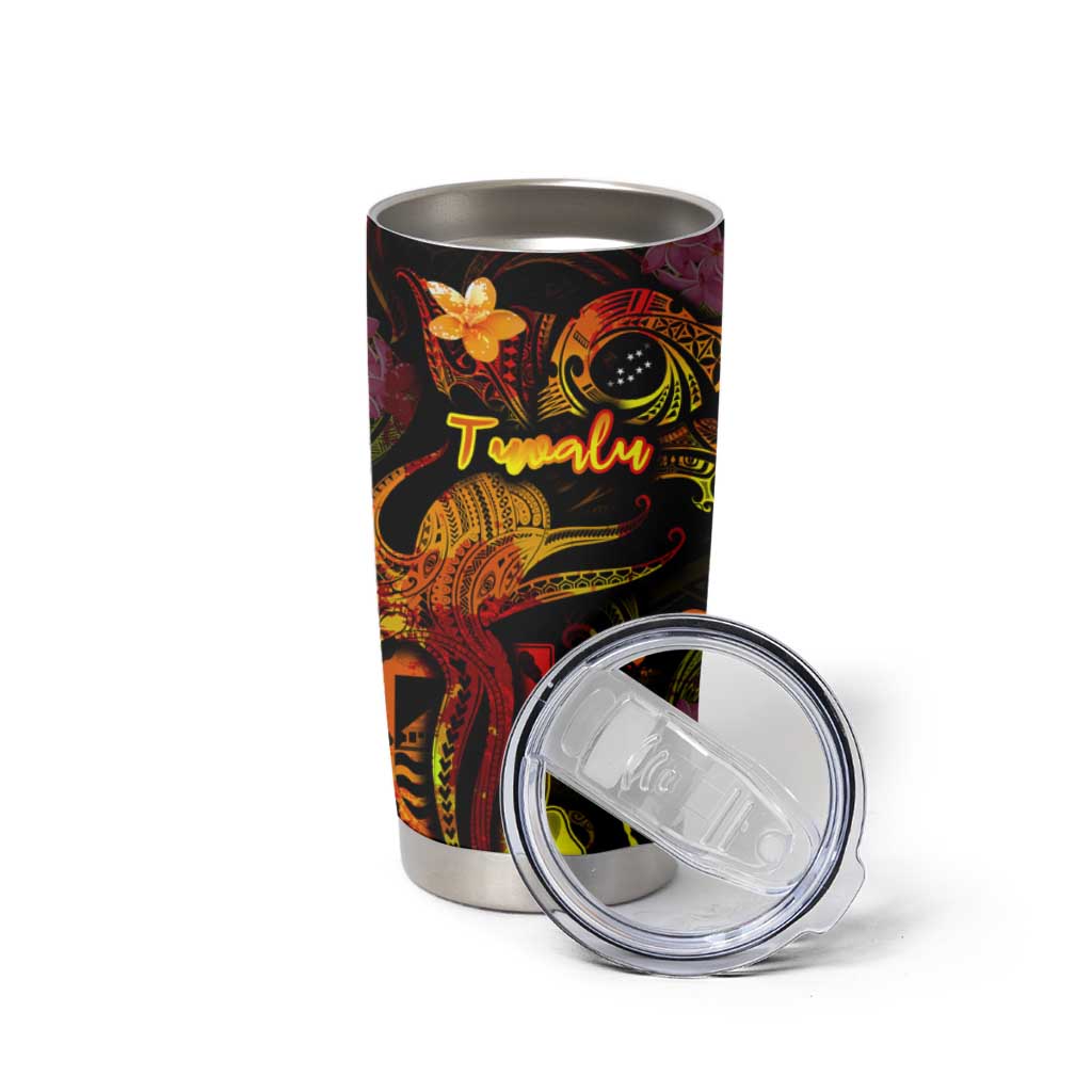 Tuvalu Tumbler Cup Octopus Plumeria Polynesian Tattoo