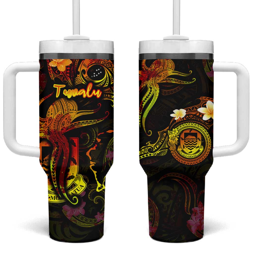 Tuvalu Tumbler With Handle Octopus Plumeria Polynesian Tattoo DT02 One Size: 40 oz Black - Polynesian Pride