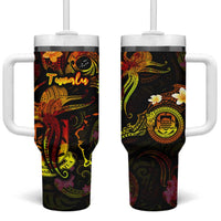Tuvalu Tumbler With Handle Octopus Plumeria Polynesian Tattoo DT02 One Size: 40 oz Black - Polynesian Pride