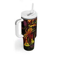 Tuvalu Tumbler With Handle Octopus Plumeria Polynesian Tattoo DT02 - Polynesian Pride