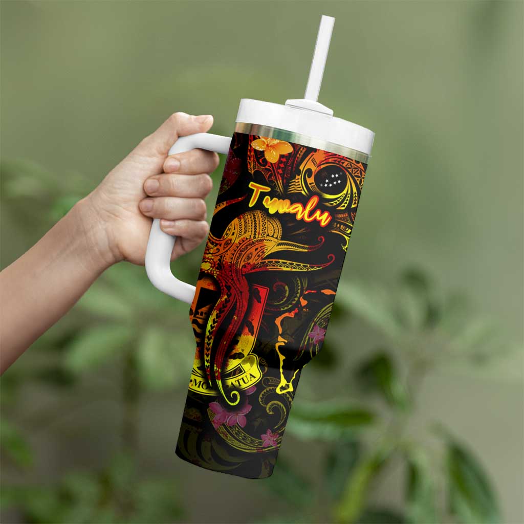 Tuvalu Tumbler With Handle Octopus Plumeria Polynesian Tattoo DT02 - Polynesian Pride