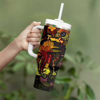 Tuvalu Tumbler With Handle Octopus Plumeria Polynesian Tattoo DT02 - Polynesian Pride