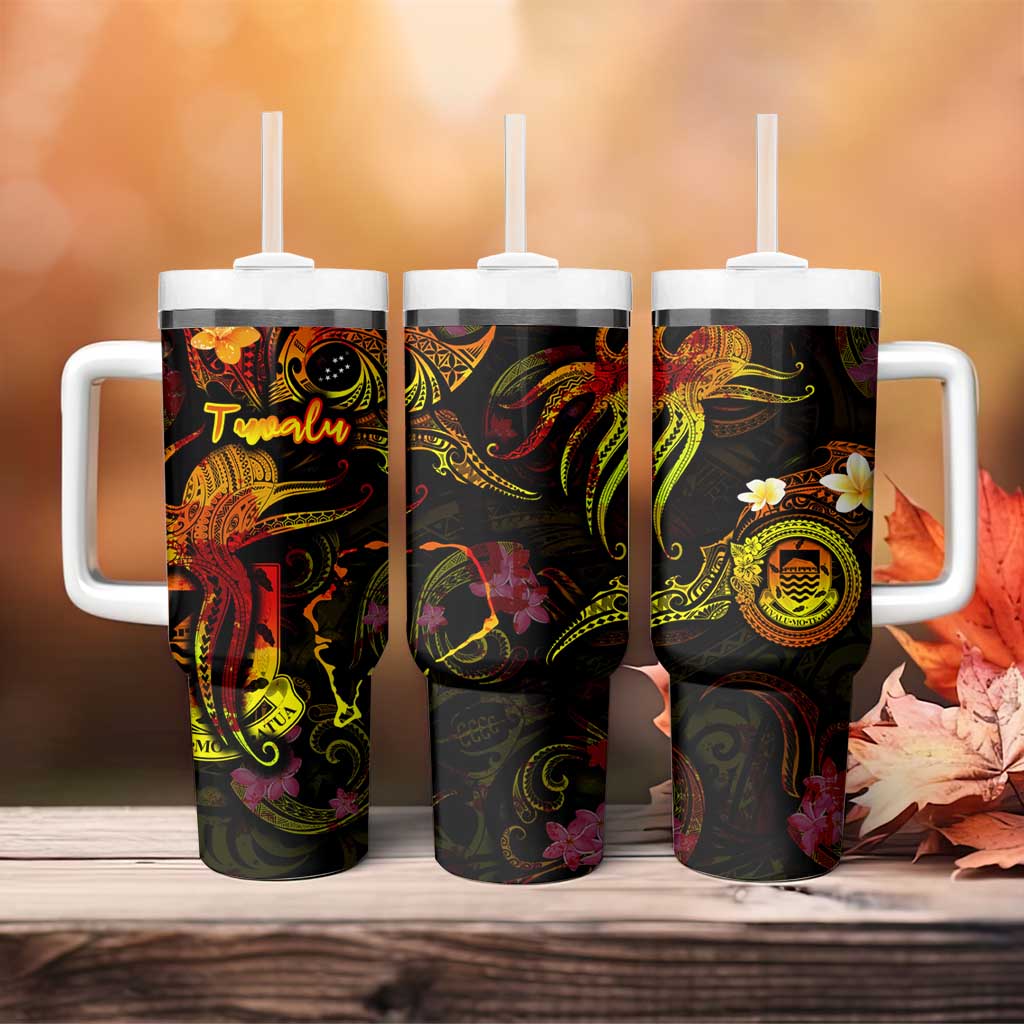 Tuvalu Tumbler With Handle Octopus Plumeria Polynesian Tattoo DT02 - Polynesian Pride