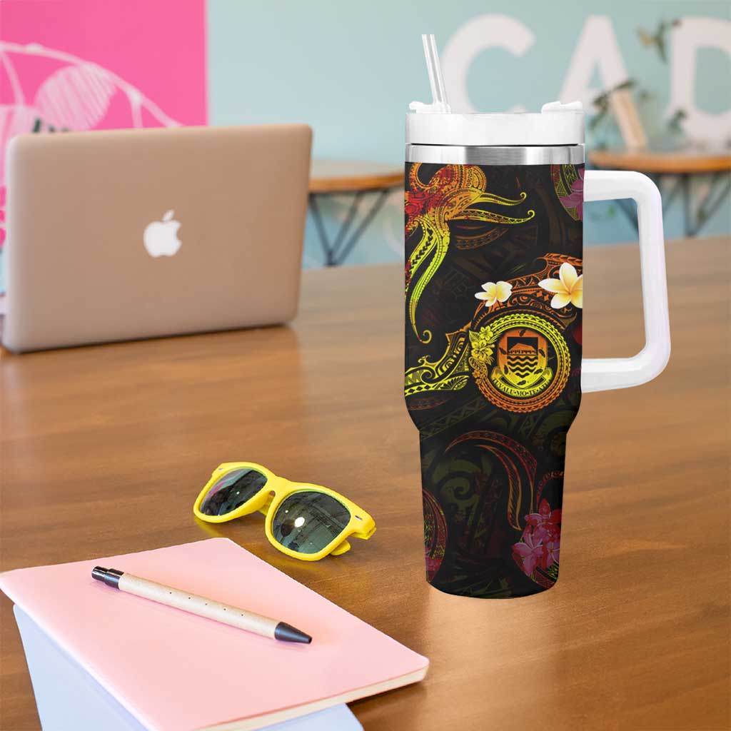 Tuvalu Tumbler With Handle Octopus Plumeria Polynesian Tattoo DT02 - Polynesian Pride