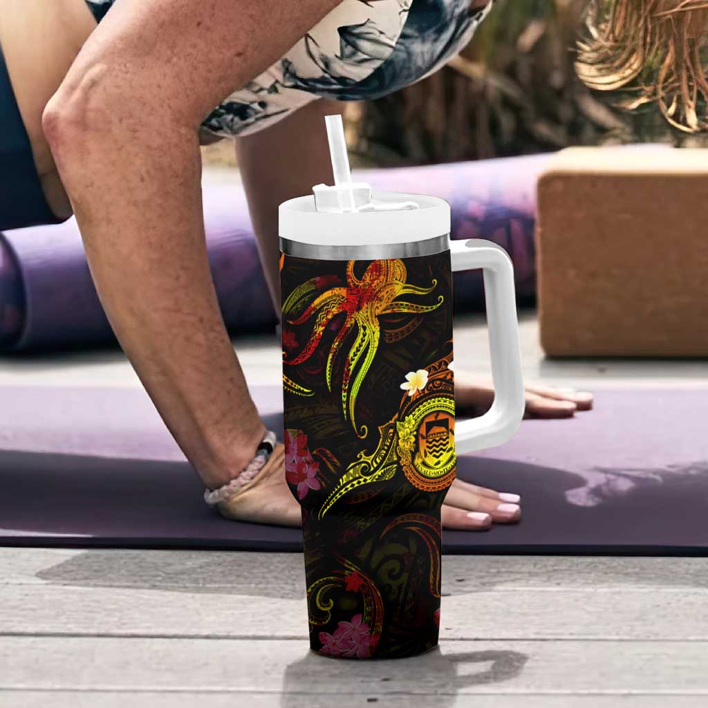 Tuvalu Tumbler With Handle Octopus Plumeria Polynesian Tattoo DT02 - Polynesian Pride