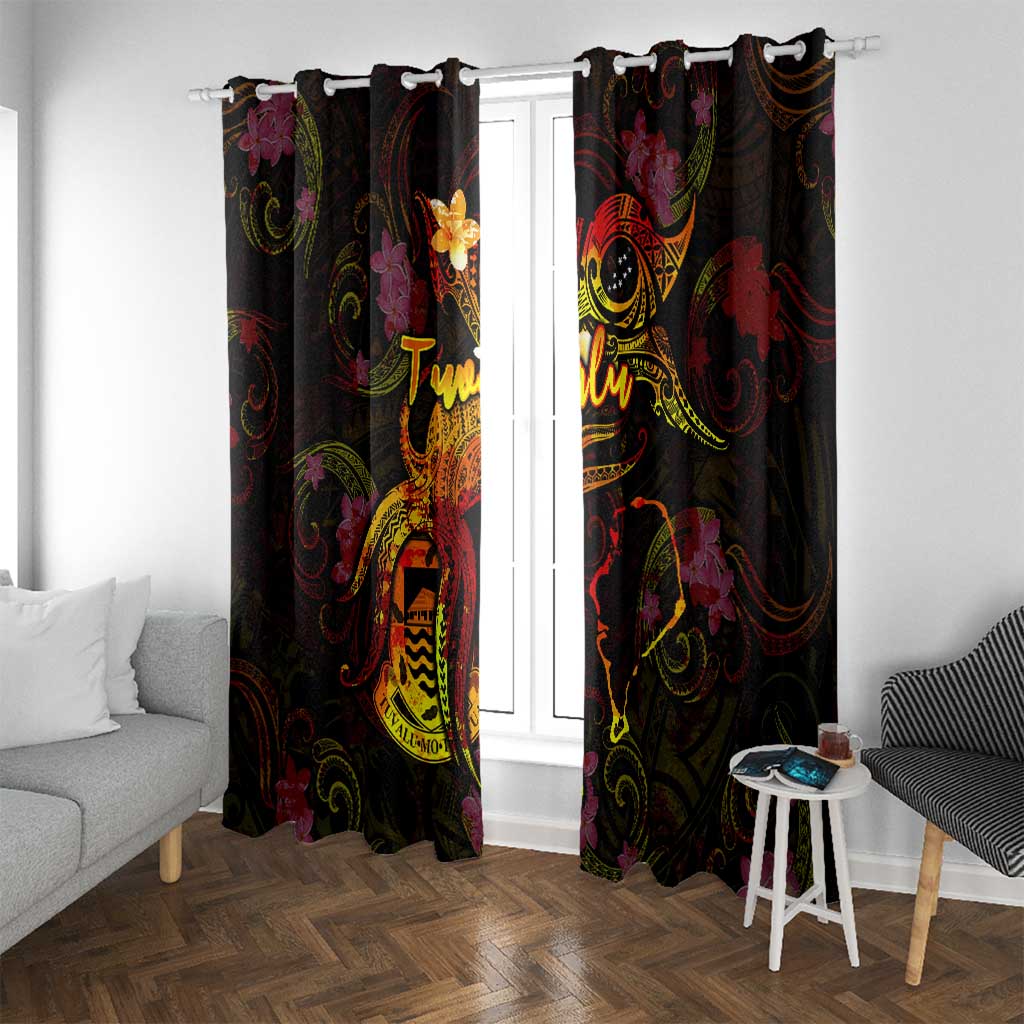 Tuvalu Window Curtain Octopus Plumeria Polynesian Tattoo