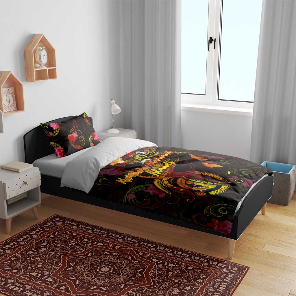 Northern Mariana Islands Bedding Set Octopus Plumeria Polynesian Tattoo