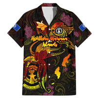 Northern Mariana Islands Family Matching Mermaid Dress and Hawaiian Shirt Octopus Plumeria Polynesian Tattoo DT02 Dad's Shirt - Short Sleeve Black - Polynesian Pride