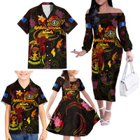 Northern Mariana Islands Family Matching Off The Shoulder Long Sleeve Dress and Hawaiian Shirt Octopus Plumeria Polynesian Tattoo DT02 - Polynesian Pride