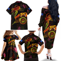 Northern Mariana Islands Family Matching Off The Shoulder Long Sleeve Dress and Hawaiian Shirt Octopus Plumeria Polynesian Tattoo DT02 - Polynesian Pride