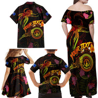 Northern Mariana Islands Family Matching Off Shoulder Maxi Dress and Hawaiian Shirt Octopus Plumeria Polynesian Tattoo DT02 - Polynesian Pride