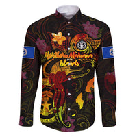 Northern Mariana Islands Family Matching Puletasi and Hawaiian Shirt Octopus Plumeria Polynesian Tattoo DT02 Dad's Shirt - Long Sleeve Black - Polynesian Pride