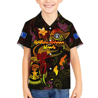 Northern Mariana Islands Family Matching Short Sleeve Bodycon Dress and Hawaiian Shirt Octopus Plumeria Polynesian Tattoo DT02 Son's Shirt Black - Polynesian Pride