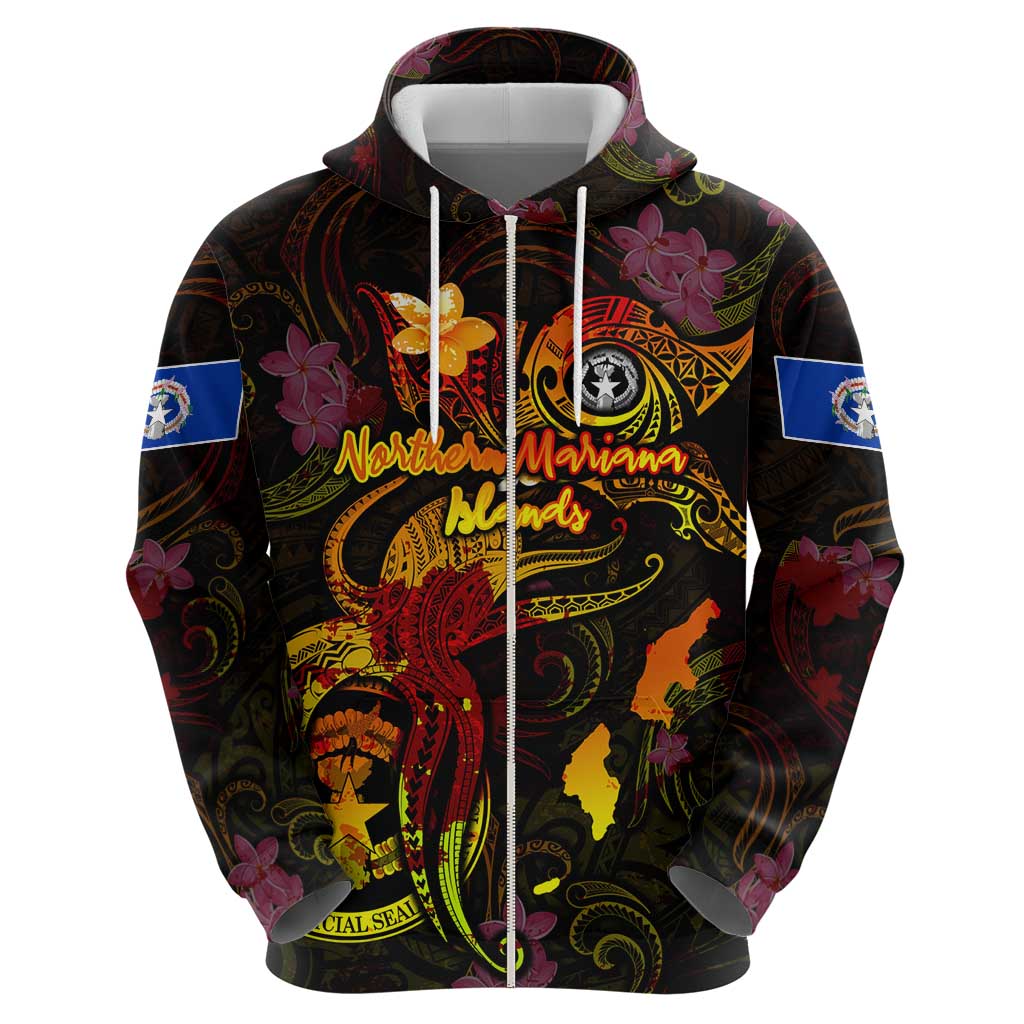 Northern Mariana Islands Hoodie Octopus Plumeria Polynesian Tattoo