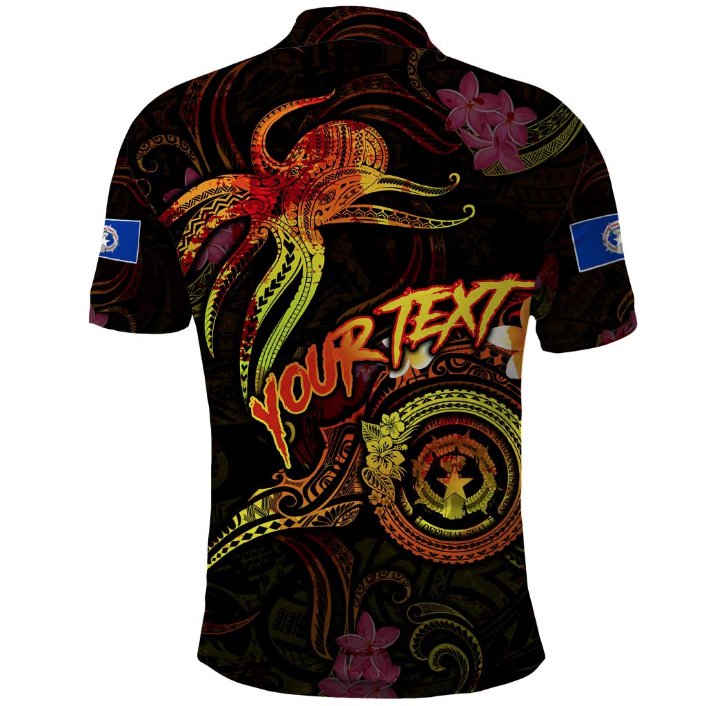 Northern Mariana Islands Polo Shirt Octopus Plumeria Polynesian Tattoo