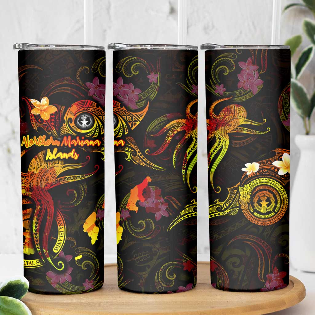 Northern Mariana Islands Skinny Tumbler Octopus Plumeria Polynesian Tattoo DT02 - Polynesian Pride