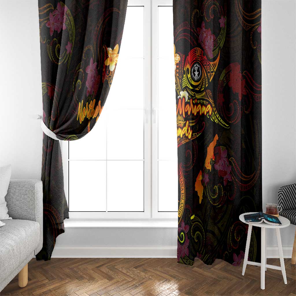 Northern Mariana Islands Window Curtain Octopus Plumeria Polynesian Tattoo