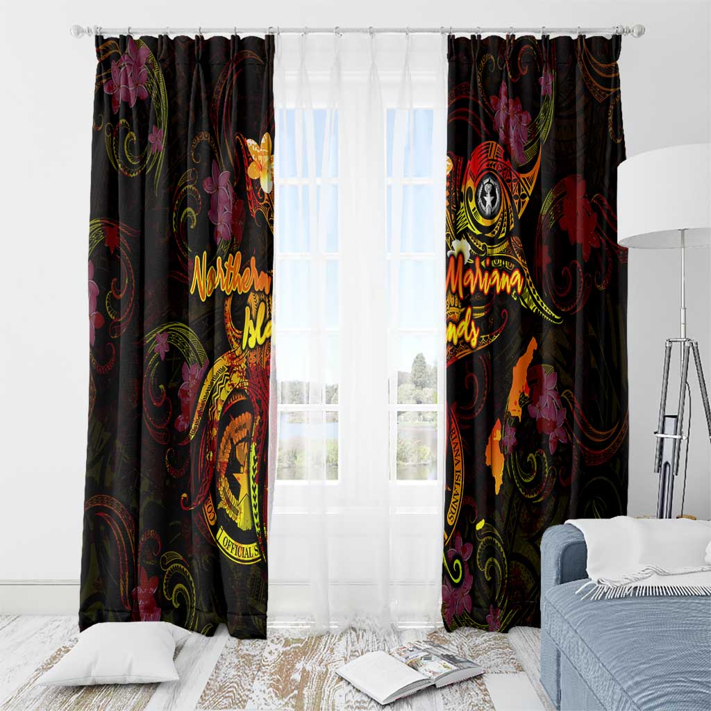 Northern Mariana Islands Window Curtain Octopus Plumeria Polynesian Tattoo