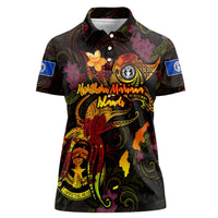 Northern Mariana Islands Women Polo Shirt Octopus Plumeria Polynesian Tattoo DT02 Female Black - Polynesian Pride