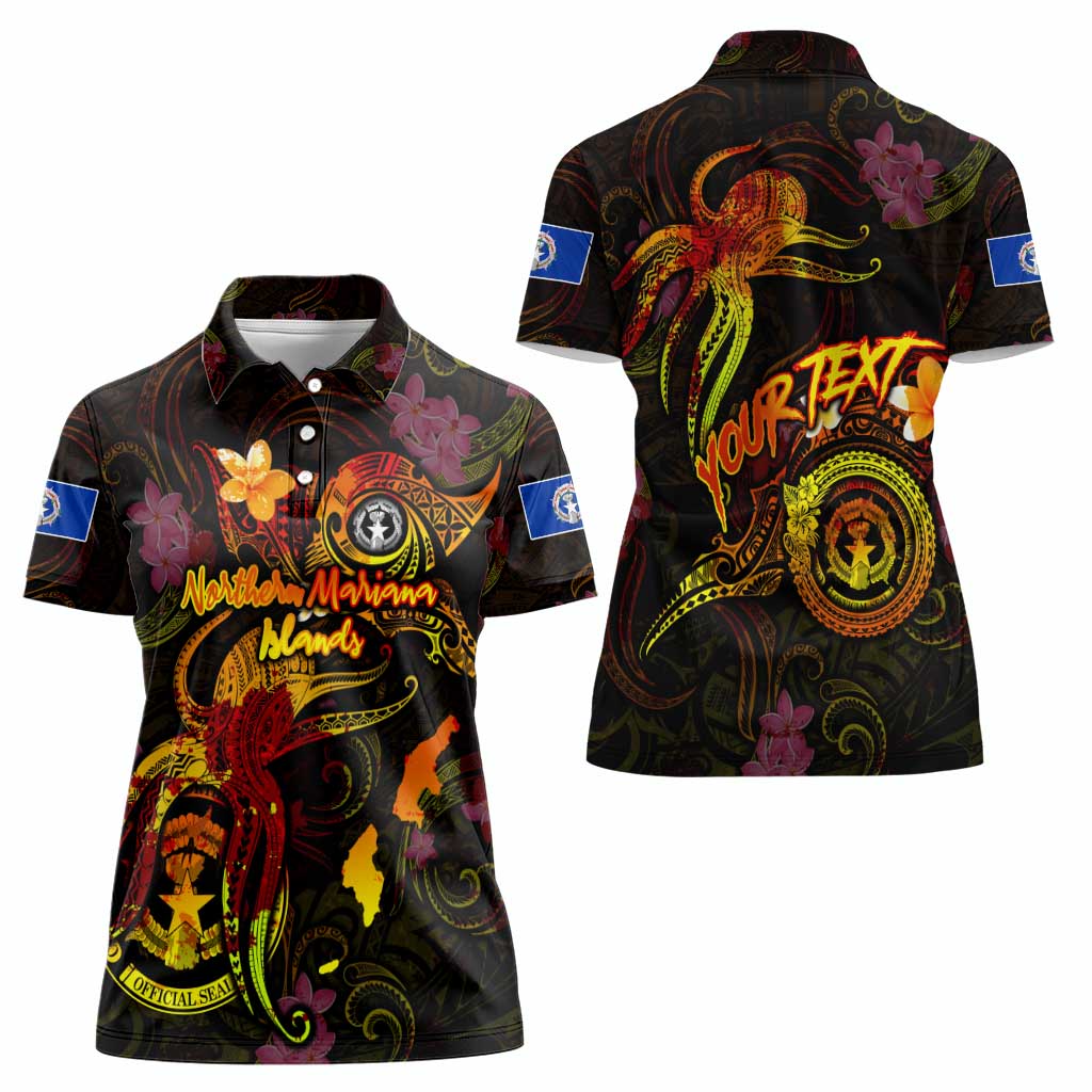Northern Mariana Islands Women Polo Shirt Octopus Plumeria Polynesian Tattoo DT02 - Polynesian Pride