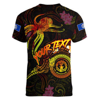 Northern Mariana Islands Women V-Neck T-Shirt Octopus Plumeria Polynesian Tattoo DT02 - Polynesian Pride