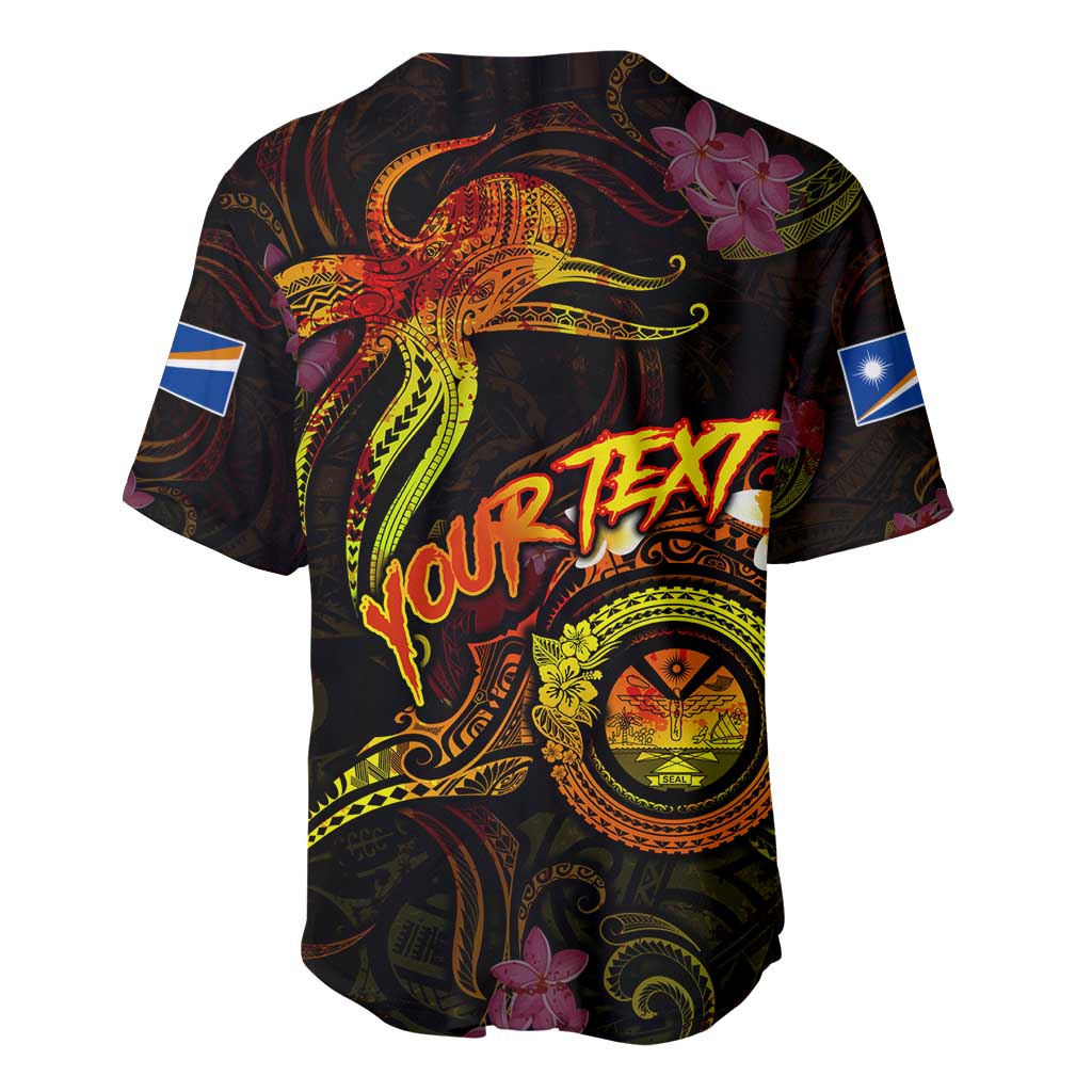Marshall Islands Baseball Jersey Octopus Plumeria Polynesian Tattoo