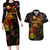 Marshall Islands Couples Matching Long Sleeve Bodycon Dress and Hawaiian Shirt Octopus Plumeria Polynesian Tattoo