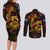 Marshall Islands Couples Matching Long Sleeve Bodycon Dress and Long Sleeve Button Shirt Octopus Plumeria Polynesian Tattoo