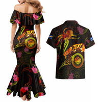 Marshall Islands Couples Matching Mermaid Dress and Hawaiian Shirt Octopus Plumeria Polynesian Tattoo DT02 - Polynesian Pride