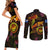 Marshall Islands Couples Matching Short Sleeve Bodycon Dress and Long Sleeve Button Shirt Octopus Plumeria Polynesian Tattoo