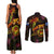 Marshall Islands Couples Matching Tank Maxi Dress and Long Sleeve Button Shirt Octopus Plumeria Polynesian Tattoo