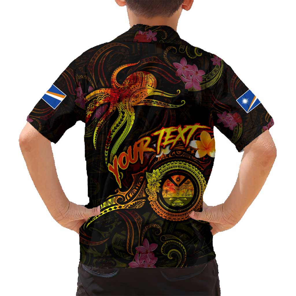Marshall Islands Family Matching Long Sleeve Bodycon Dress and Hawaiian Shirt Octopus Plumeria Polynesian Tattoo DT02 - Polynesian Pride
