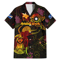 Marshall Islands Family Matching Mermaid Dress and Hawaiian Shirt Octopus Plumeria Polynesian Tattoo DT02 Dad's Shirt - Short Sleeve Black - Polynesian Pride