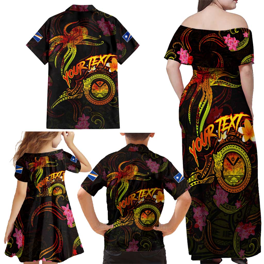 Marshall Islands Family Matching Off Shoulder Maxi Dress and Hawaiian Shirt Octopus Plumeria Polynesian Tattoo DT02 - Polynesian Pride