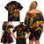 Marshall Islands Family Matching Off Shoulder Short Dress and Hawaiian Shirt Octopus Plumeria Polynesian Tattoo