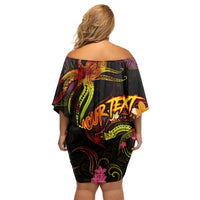 Marshall Islands Family Matching Off Shoulder Short Dress and Hawaiian Shirt Octopus Plumeria Polynesian Tattoo DT02 - Polynesian Pride