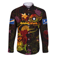 Marshall Islands Family Matching Short Sleeve Bodycon Dress and Hawaiian Shirt Octopus Plumeria Polynesian Tattoo DT02 Dad's Shirt - Long Sleeve Black - Polynesian Pride