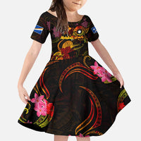 Marshall Islands Family Matching Tank Maxi Dress and Hawaiian Shirt Octopus Plumeria Polynesian Tattoo DT02 Daughter's Dress Black - Polynesian Pride