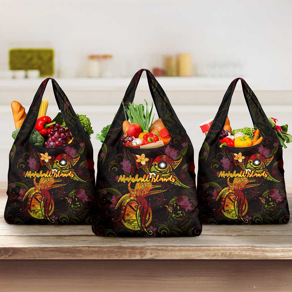 Marshall Islands Grocery Bag Octopus Plumeria Polynesian Tattoo