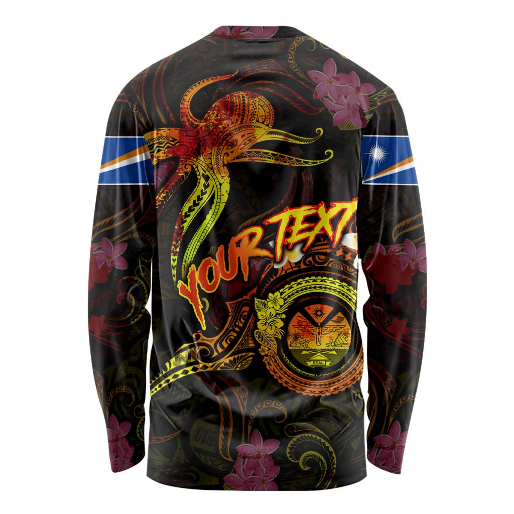 Marshall Islands Long Sleeve Shirt Octopus Plumeria Polynesian Tattoo